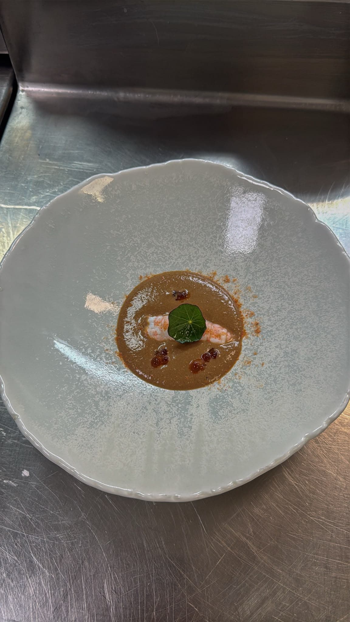 Crema de marisco con carabinero